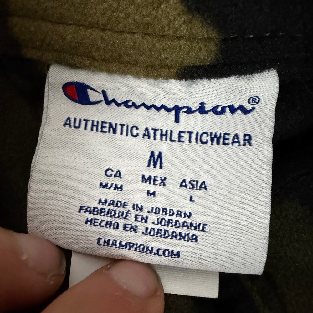 Champion Fleece Shirt Jacket Mens Medium Green Camo Snap Honeycomb V7472P - Picture 7 of 10